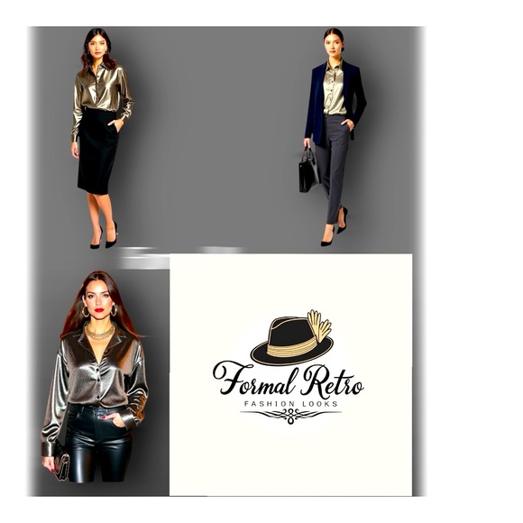 RETRO VINTAGE CONTEMPO CASUALS GOLD METALLIC LONG-SLEEVE OVERSIZED BUTTONED N sz - Picture 11 of 12